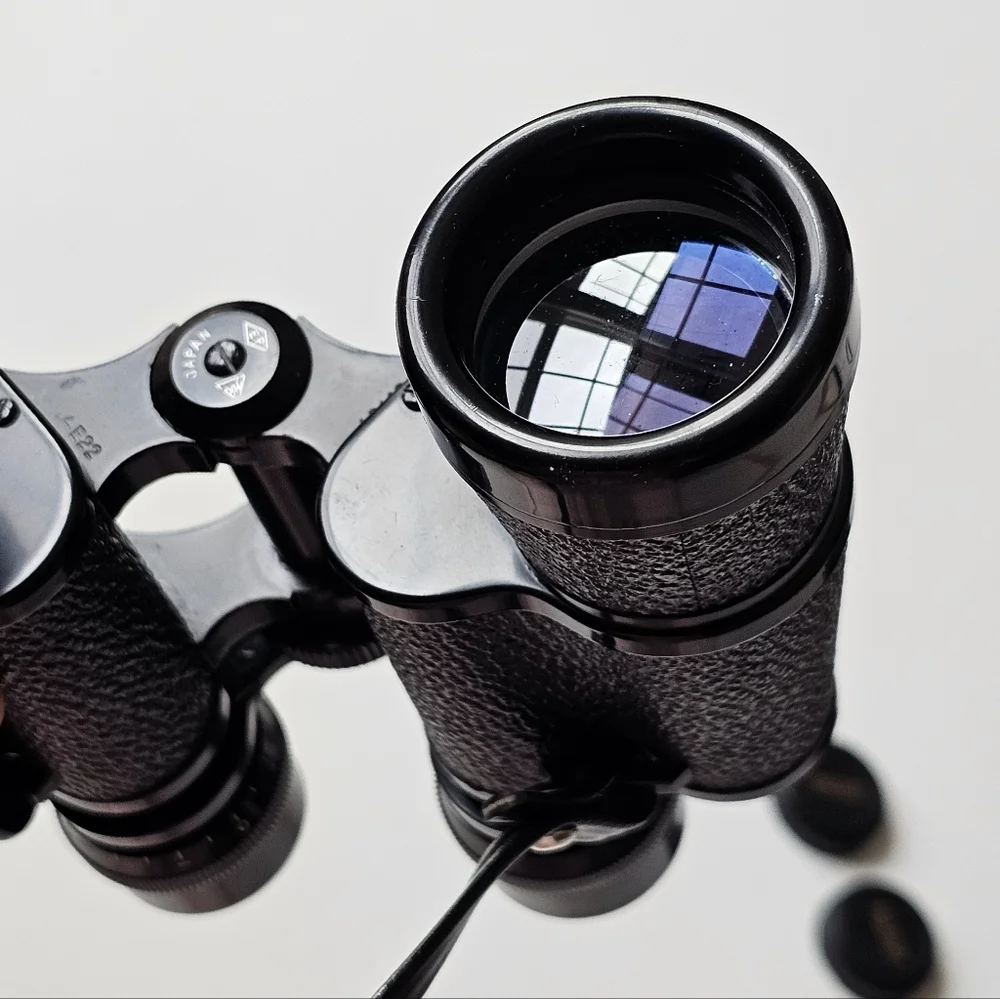 Vintage Manon Shrine 7x35 Binoculars Japan Coated Optics w/ Case Caps Bird Watch